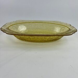 Federal Glass Patrician Spoke Yellow Depression Glass Oval Bowl Scalloped 10x7"